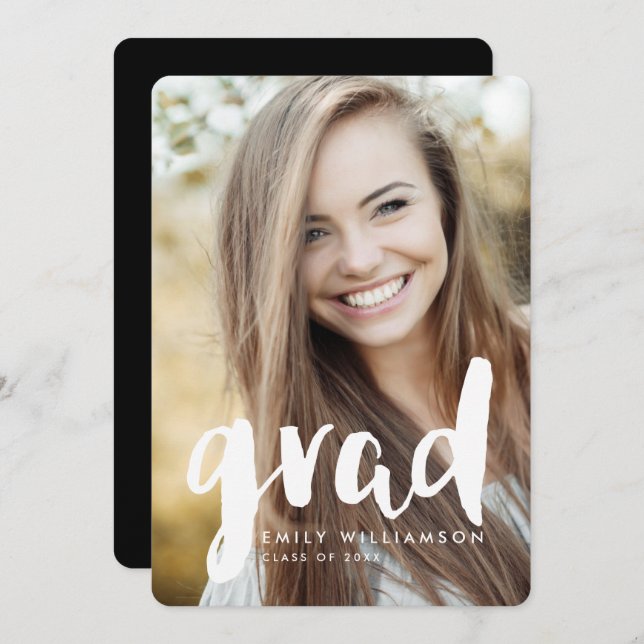 Moderne Absolvent-Foto-Abschluss-Party Einladung (Vorne/Hinten)