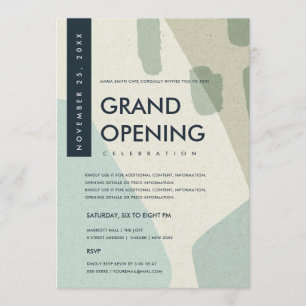 MODERNE ABSTRACTE KUNST AQUA BLAU GRAND OPENING EV EINLADUNG