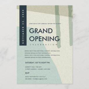 MODERNE ABSTRACTE KUNST AQUA BLAU GRAND OPENING EV EINLADUNG