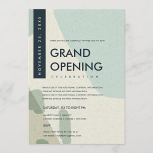 MODERNE ABSTRACTE KUNST AQUA BLAUWE GRAND OPENING  EINLADUNG