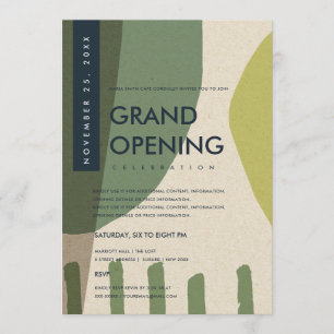 MODERNE ABSTRACTE KUNST LIME-GRÜN GRAND OPENING EV EINLADUNG