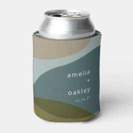 Moderne Abstrakt Art Green Sage Aquamarine Hochzei Dosenkühler