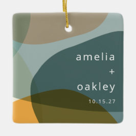 Moderne Abstrakt Art Green Sage Aquamarine Hochzei Keramikornament