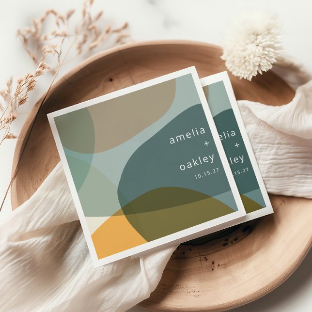 Moderne Abstrakt Art Green Sage Aquamarine Hochzei Serviette (Von Creator hochgeladen)