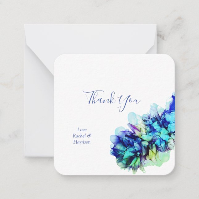 Moderne Abstrakt Blue & Turquoise Hochzeit Vielen  Mitteilungskarte (Vorderseite)