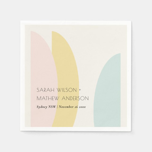 Moderne Abstrakt-gelbe Blüte Aqua Blue Wedding Serviette (Vorderseite)