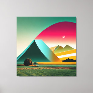 Moderne Abstrakt geometrische Landschaft Kunst und Leinwanddruck
