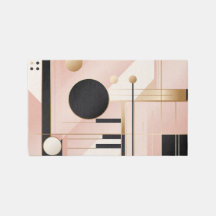 Moderne Abstrakt geometrische Pink Black Gold Rug