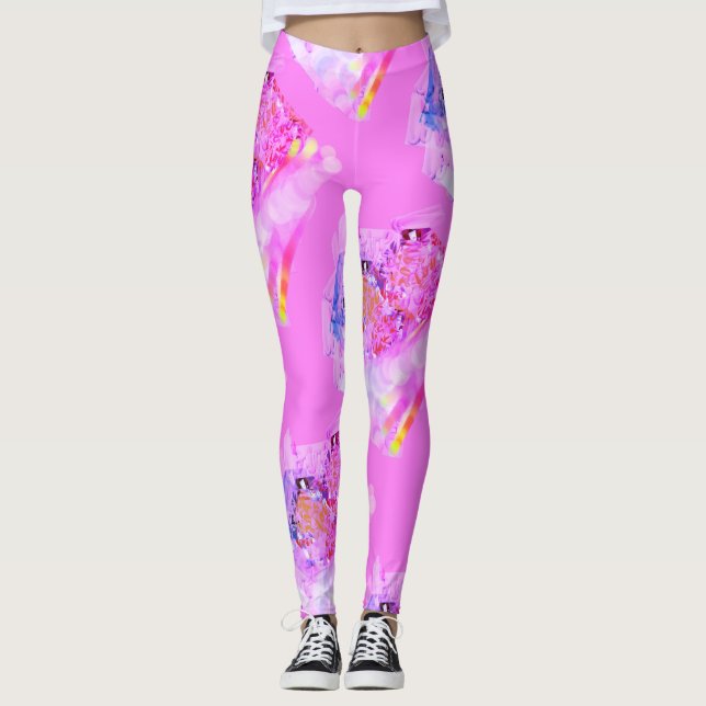 MODERNE abstrakt gezeichnet hellrosa-lila Leggings (Vorderseite)