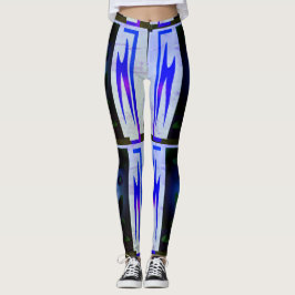 MODERNE abstrakt gezeichnet schwarz-blau-mosaikfar Leggings