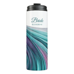 Moderne Abstrakt-Lila und Aquamarin-Bride- Thermosbecher