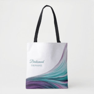 Moderne Abstrakt-Lila und Aquamarin-Bridesmäaid-