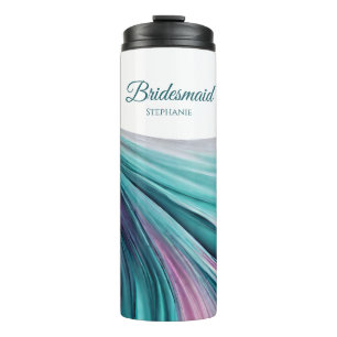 Moderne Abstrakt-Lila und Aquamarin-Bridesmäaid- Thermosbecher