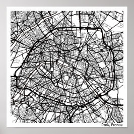 Moderne abstrakt-minimalistische Stadtkarte Paris Poster