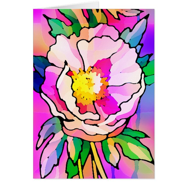 Moderne Abstrakt rosa Blume Card (Vorne)