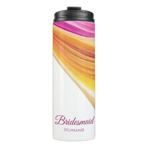 Moderne, Abstrakt-rosa, gelbbraun-gelbe-bräunliche Thermosbecher