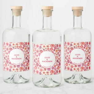 Moderne Abstrakt rosa Wasserfarbenkreisläufe Alkoholflaschenetikett