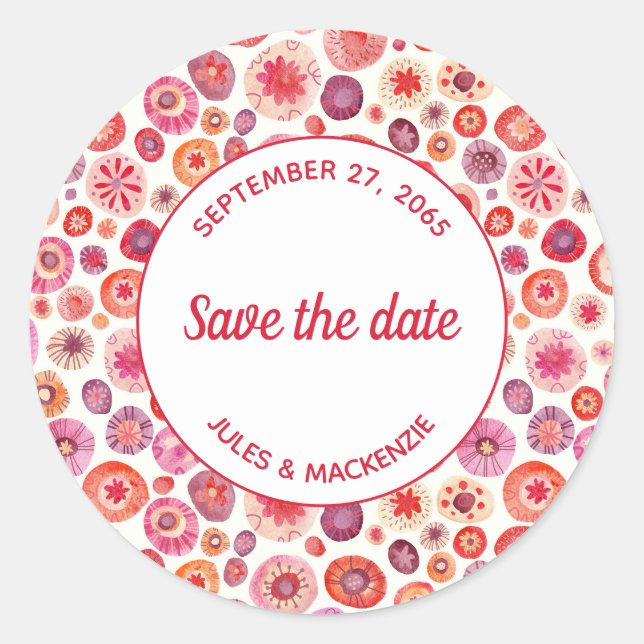 Moderne Abstrakt rosa Wasserfarbenkreisläufe Runder Aufkleber (Vorderseite)