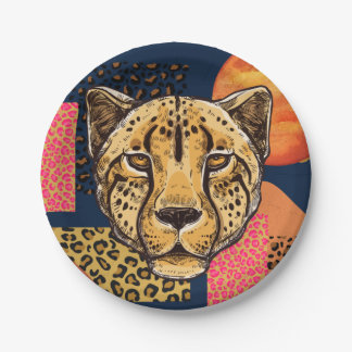 Moderne Abstrakt Safari Cheetah Pappteller
