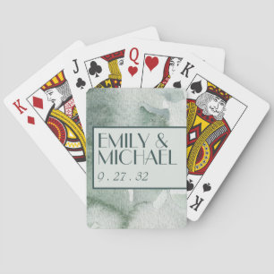 Moderne Abstrakt Sage Green Moss Wasserfarbe Spielkarten