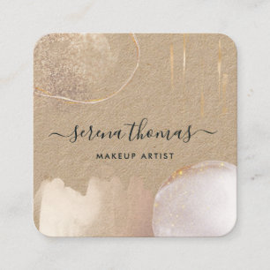 Moderne Abstrakt Signatur Blush Gold Aquarell Quadratische Visitenkarte
