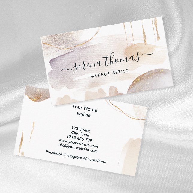 Moderne Abstrakt Signatur Blush Gold Aquarell Visitenkarte (Von Creator hochgeladen)