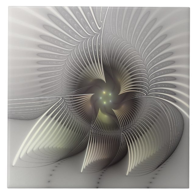 Moderne abstrakte 3D-Form Fraktal-Kunst Fliese (Vorderseite)