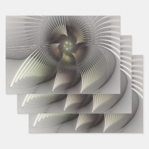 Moderne abstrakte 3D-Form Fraktal-Kunst Geschenkpapier Set
