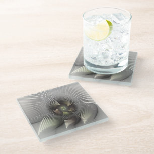 Moderne abstrakte 3D-Form Fraktal-Kunst Glasuntersetzer
