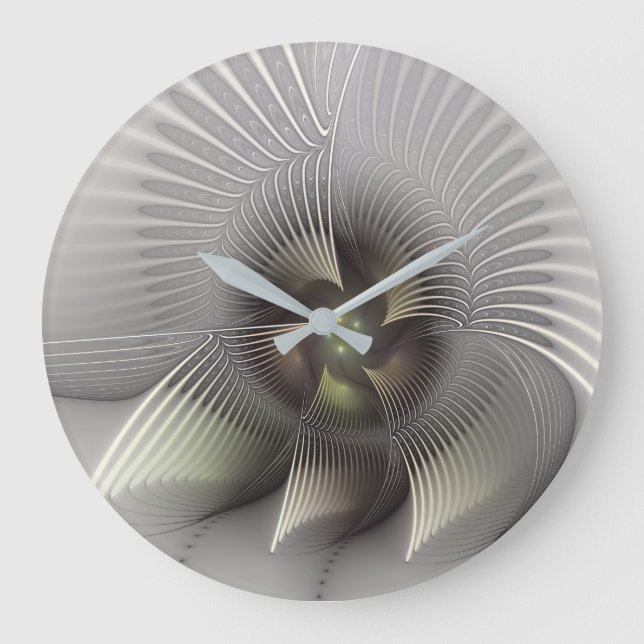Moderne Abstrakte 3D Shape Fraktal Art Große Wanduhr (Vorderseite)