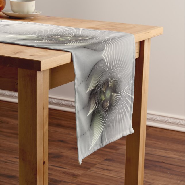 Moderne Abstrakte 3D Shape Fraktal Art Kurzer Tischläufer (Beispiel)