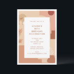 Moderne Abstrakte 50. Geburtstag Erthy Geometric Einladung<br><div class="desc">Feiern Sie mit dieser modernen abstrakten 50. Geburtstagsveranstaltung einen Meilenstein in der Stilrichtung. Der warme geometrische Hintergrund in Erdtönen Set den Ton für ein gemütliches und stilvolles Ereignis. Personalisierte Texte im Zentrum beleuchten den Namen, das Alter, die Veranstaltungsdetails und die UAWG. Ideal für Herbstgeburtstage, intime Ansammlungen oder zeitgenössische Feiern. Geeignet...</div>