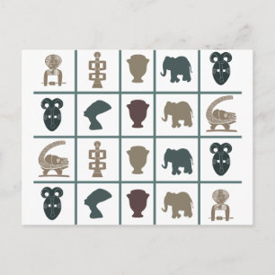 Moderne abstrakte afrikanische Ornamente und Motiv Postkarte