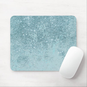 Moderne, abstrakte aquamarine Glitzer-Blütenfarben Mousepad