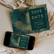 Moderne Abstrakte Aquamarine Goldhochzeit rettet d