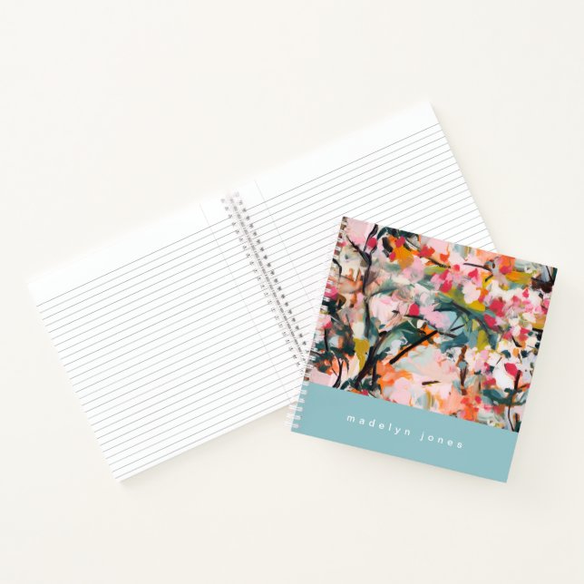 Moderne abstrakte Aquarell-Botanik-Blumenbaum Notizbuch (Innenseite)