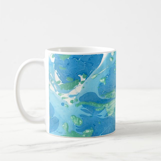 Moderne Abstrakte Art Blue Green Template Elegant Kaffeetasse (Links)