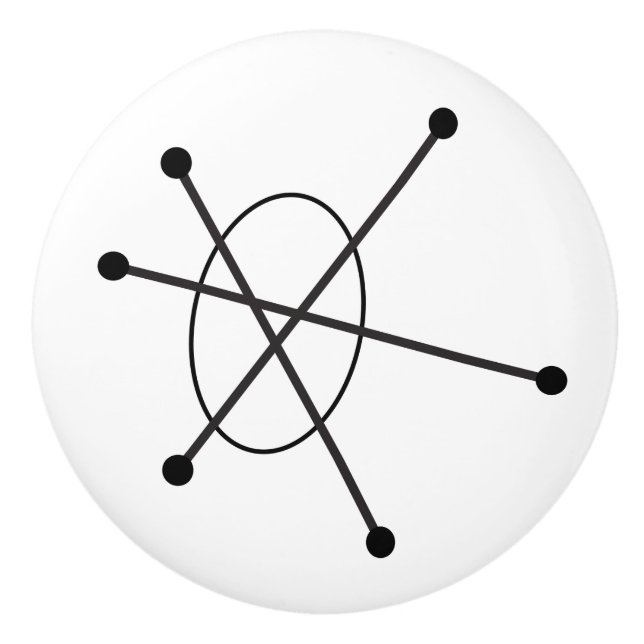 Moderne, Abstrakte Atommulette des Mitteljahrhunde Keramikknauf (Vorderseite)