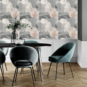 Moderne, Abstrakte Beige, Graue, hellgrüne Peel &  Tapete