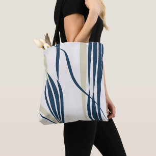 Moderne abstrakte beige und blaue Tote-Tasche