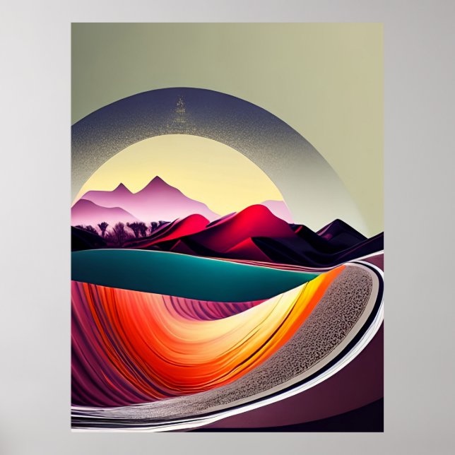 Moderne Abstrakte Bergwelt Minimalistisch Poster (Vorne)