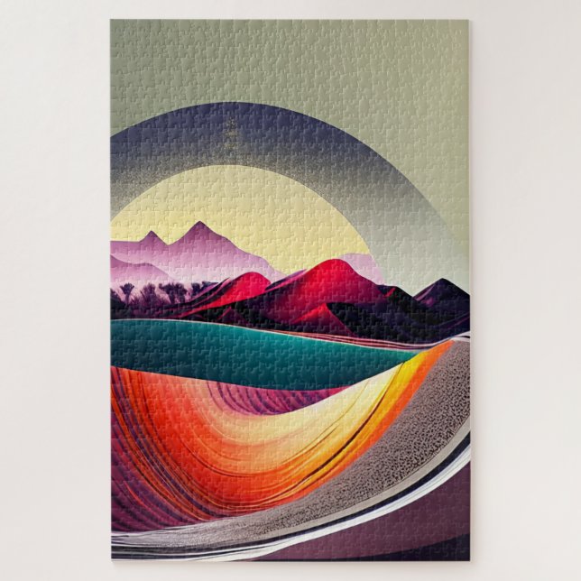 Moderne Abstrakte Bergwelt Minimalistisch Puzzle (Vertikal)