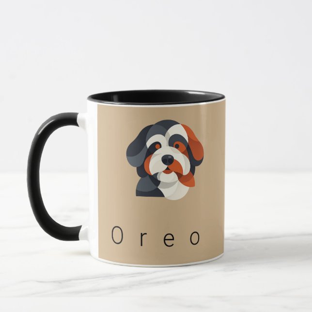 Moderne abstrakte Bernedoodle-Porträt - Geometrisc Tasse (Links)