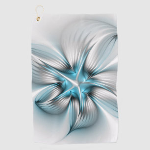 Moderne abstrakte blaue Fraktal-Kunst in floraler  Golfhandtuch