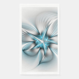 Moderne abstrakte blaue Fraktal-Kunst in floraler Serviette