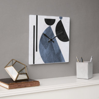 Moderne abstrakte blaue geometrische quadratische wanduhr