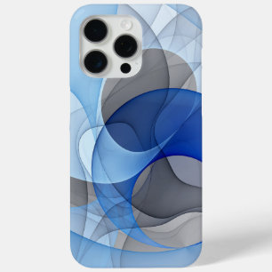 Moderne abstrakte blaue graue Fractal-Kunstgrafik Case-Mate iPhone Hülle