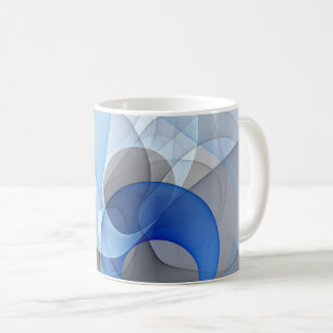 Moderne abstrakte blaue graue Fractal-Kunstgrafik Kaffeetasse