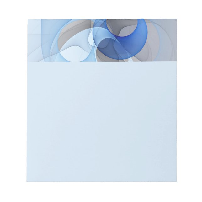 Moderne abstrakte blaue graue Fractal-Kunstgrafik Notizblock (Vorderseite)