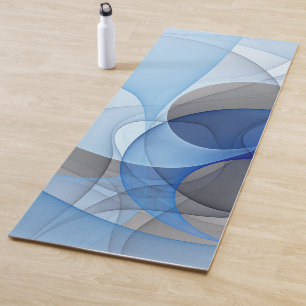 Moderne abstrakte blaue graue Fractal-Kunstgrafik Yogamatte